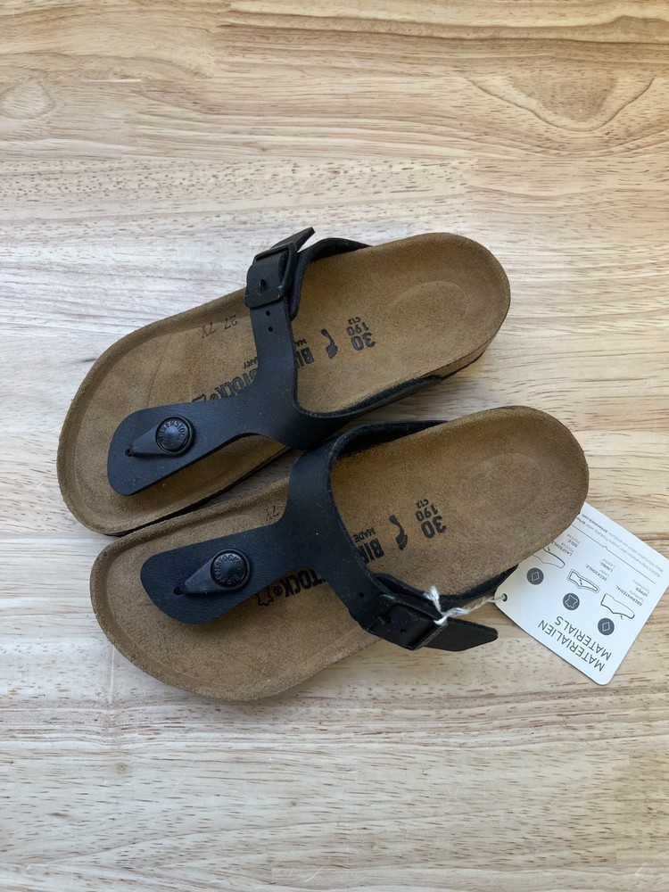 Birkenstock Gizeh Kids – Black Birko-Flor – Size 30 EU (12 Kids US)