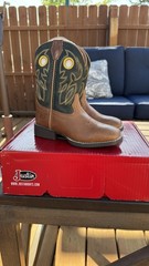 Justin Post – Kid’s Cowboy Boots – Brown/Green – Multiple Sizes – NEW!