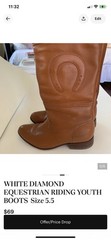 White Diamond Youth Riding Boots Size 5.5