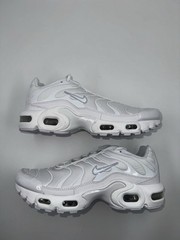Nike Air Max Plus GS Youth US 6 White Metallic Silver Running Shoes CW7044-100