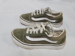 VANS Old Skool School Sneakers Lace Up Shoes Olive Army Green Kids Sz 1.5 GUC
