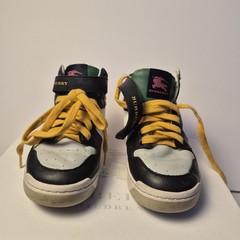BURBERRY Kids Authentic Preloved Black Pink and Yellow Sneakers US 11.5 EU 29
