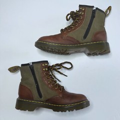 Dr. Martens Kids Size 1 Leather Canvas Lace Up Boots Flannel Lining 1460 Shoes