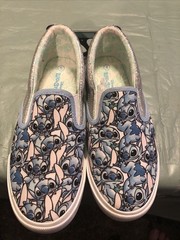 Ground Up Disney Lilo Stitch Silver And Blue Glitter Slip On Shoes Youth Size 5