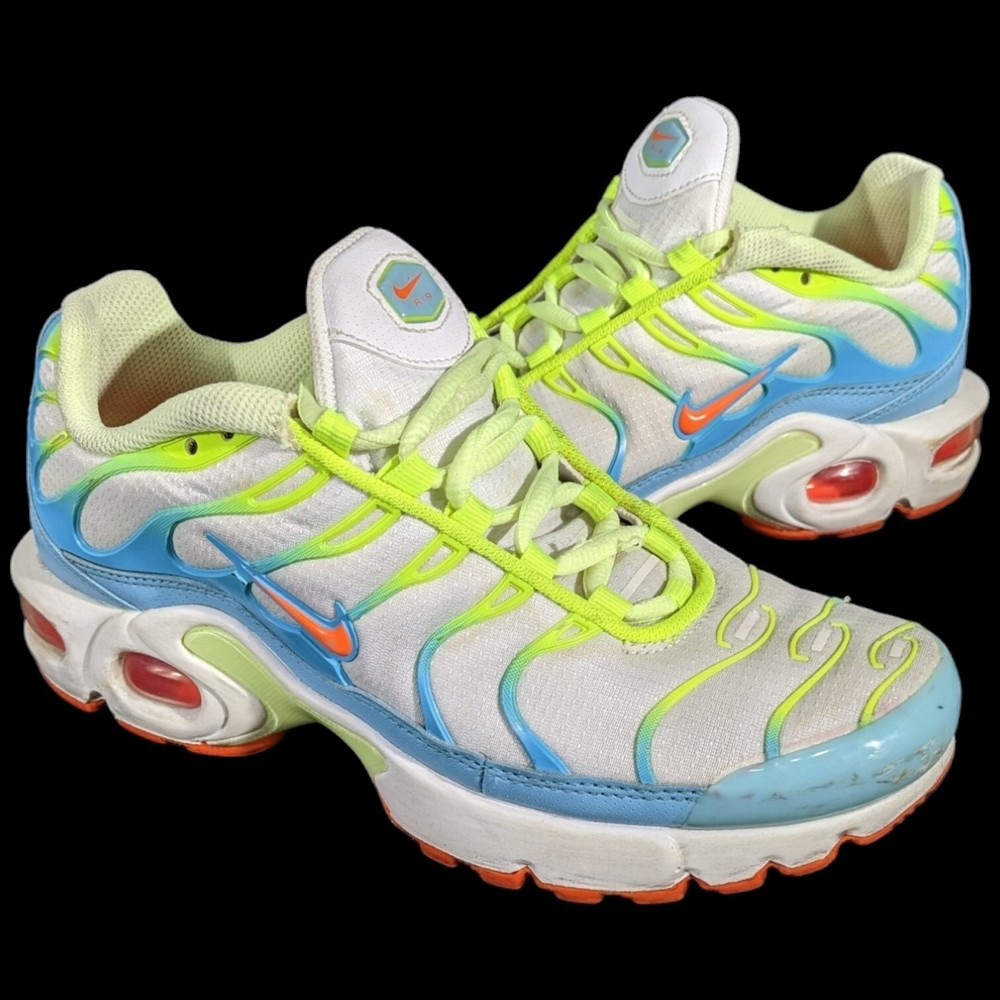 Nike AirMax Plus Spring Colors Blue Volt Orange Sz 4Y Unisex Kids CJ9930-400