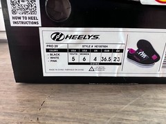 HEELYS Kid’s Pro 20 HE100760H Black Pink White Canvas Skate Shoes Kid’s Sz 5
