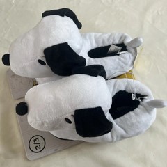 Peanuts Snoopy Kids Plush Slippers Black White Size 2/3 Unisex NWT