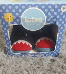 Totes Toasties Kids Shark House Slippers, Slip On, Blue, Medium 13-1, NEW!