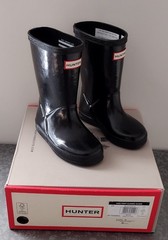 HUNTER Original Kids First Classic Gloss Rain Boots Black Sz US 8B/9G NIB