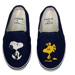 Janie and Jack Toddler 7 Canvas Blue Slip on Shoes Peanuts Snoopy Woodstock