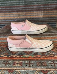 VANS Classic Slip-On Checkerboard Pink/White Canvas Low Top Kids US 5