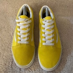 Vans Old Skool Kids Yellow Rainbow Checkerboard Suede Canvas Sneakers Size 7Y
