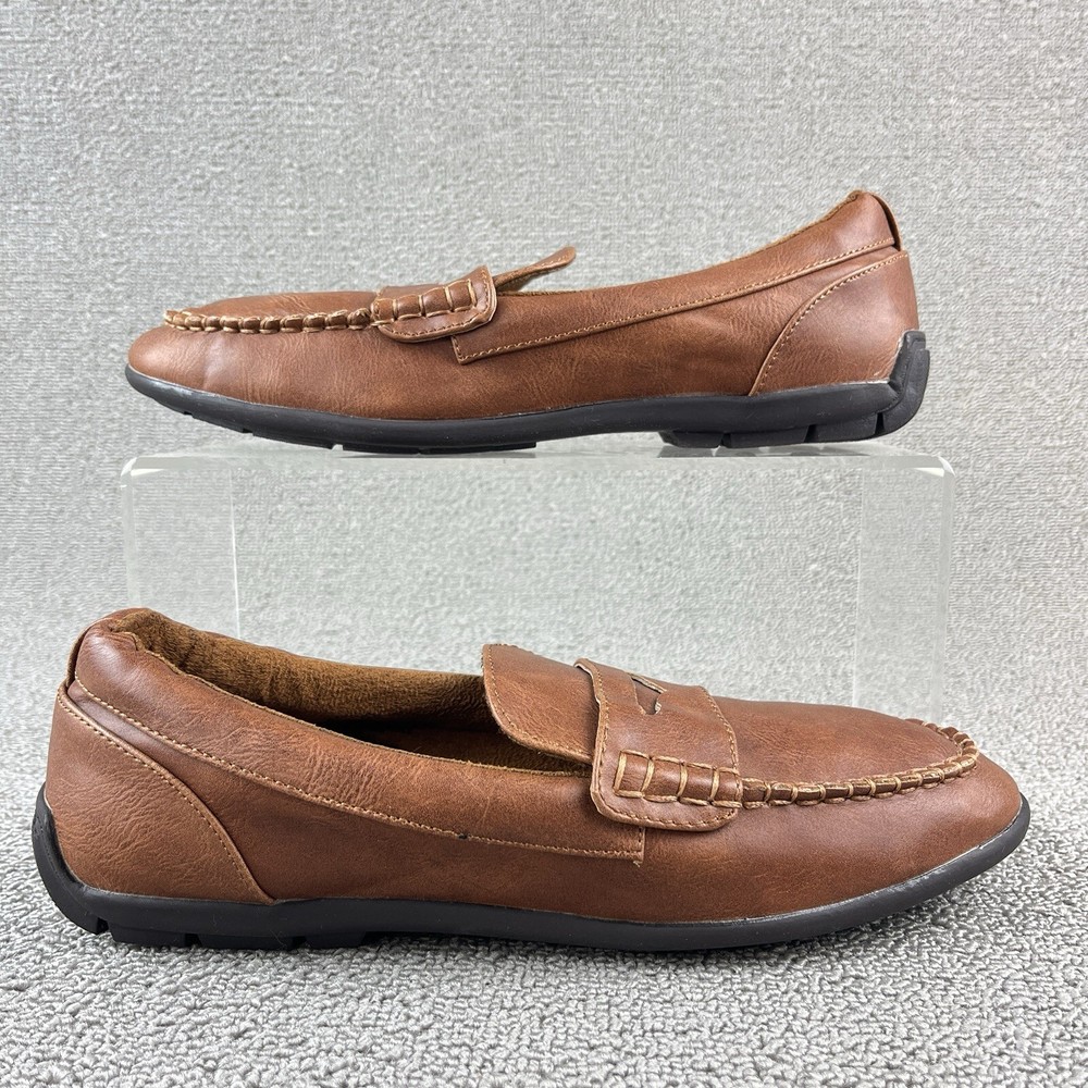Steve Madden Jared Loafers Boys Youth Size 7 Brown Faux Leather Slip-On Shoes
