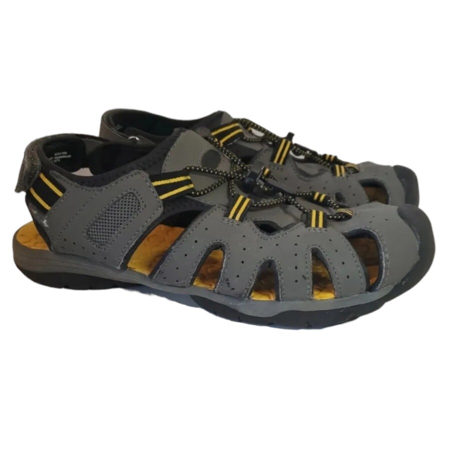Khombu Unisex Boys Size 6 Dillon Hiking Sandals Water Shoes Grey and Yellow