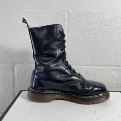 Dr. Martens Boots Black Smooth Leather 10 Eyelets Kids Sz 5 UK Made In England