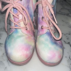 FabKids Multicolor Tie Dye Combat Boots Lace-Up Zip Unisex Kids US 13