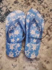 Kids Flip Flop West Loop Blue White Stars Size Small 13/1 Thong Shower Sandal