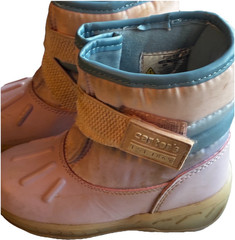 Carter’s Pink/Blue Ankle Snow Boots Hook & Loop Strap Logo Kids US 7