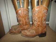 Mexico Brown Square Toe Studded Inlay Western Boots Kids size 11 Mex 18