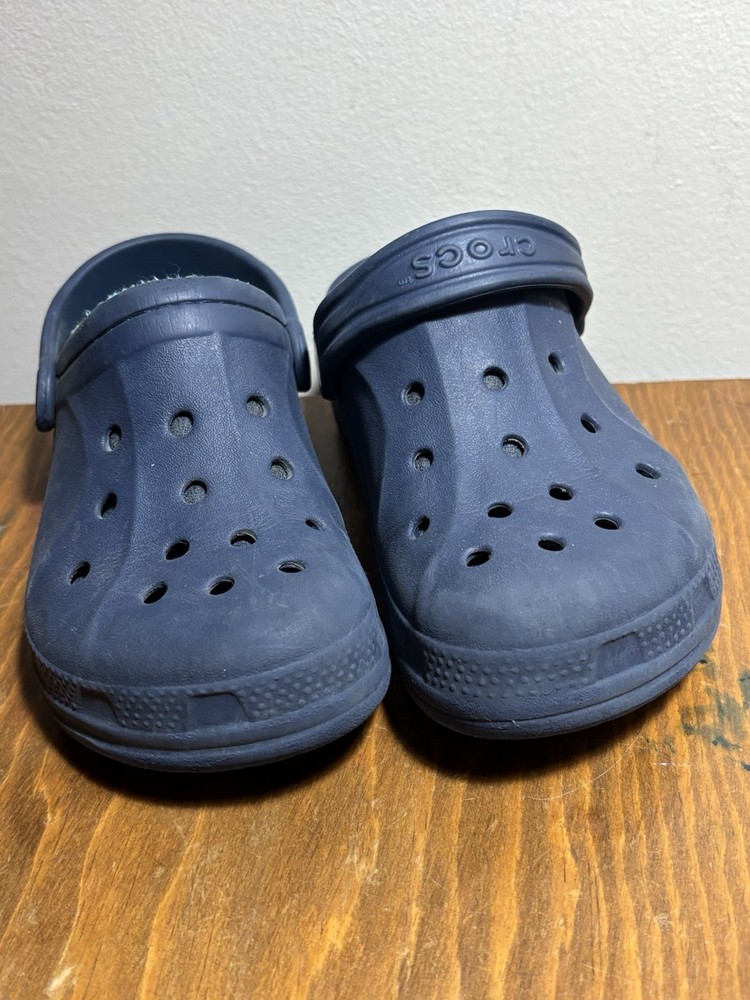 Crocs Unisex Kids Size C13 Navy Blue Classic Clog Faux Fur Slip On