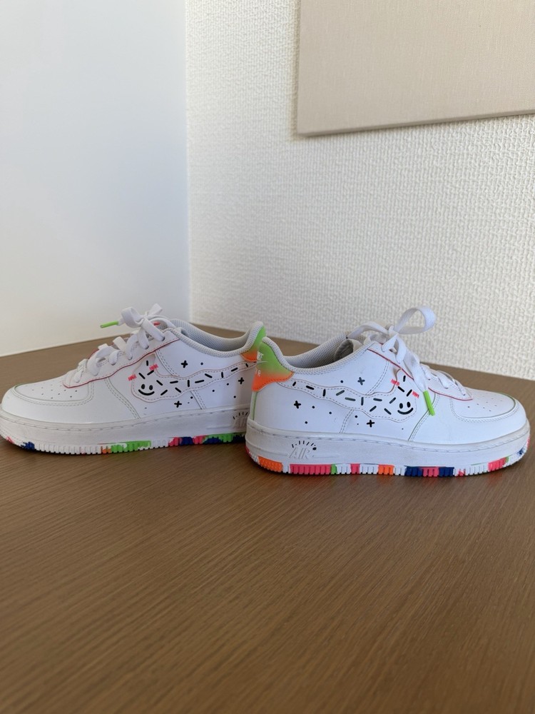 Nike Air Force 1 Low Top Unisex Kids Sneaker White/Multicolor Leather 5.5