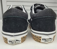 EUC Vans Kids Black White Stripe Old Skool Leopard Sidewall Sneakers Shoe Sz: 13