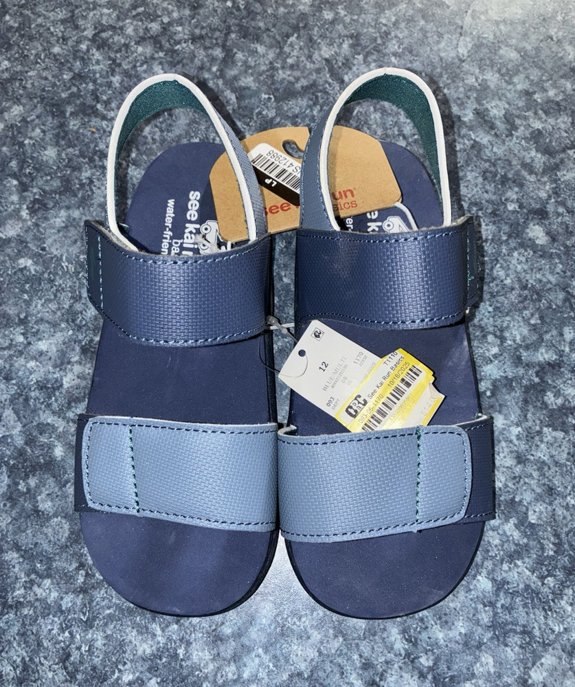 See Kai Run Basics Unisex Kids Blue Hook & Loop Adjustable Strappy Sandals 12