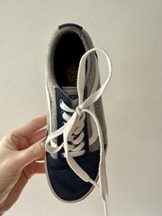 Kids Size 2 Old Skool Vans Navy Blue/ Heather Grey