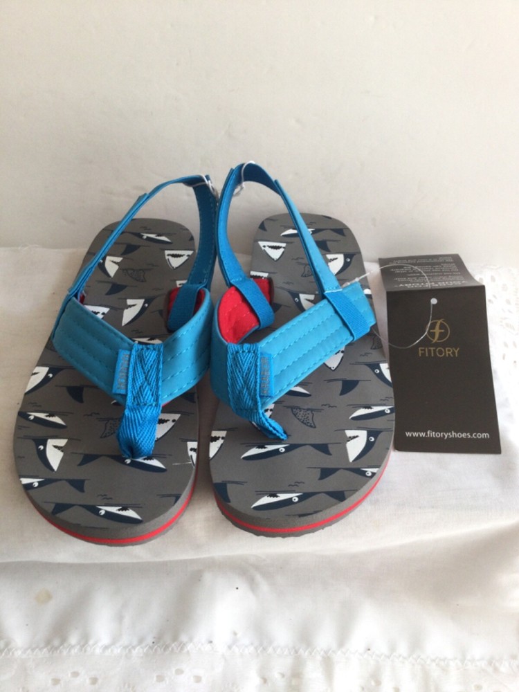 Fitory Kids Boy Sandals Color Blue Size 13-1 With Back Strap Thong New With Tag