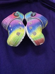Crocs Classic Unisex Kids Clog Tie Dye Multicolor White Slip On US 4