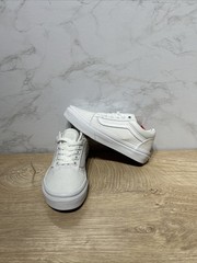 Vans Little Kids Old Skool Shoe White Canvas Sneakers VN0A4BUUQLZ Sz 13 New