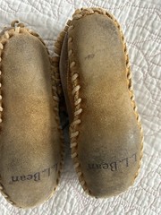 LL BEAN Suede Shearling Lined Good Moc Slippers Shoes Kids Unknown Sz 7.5” F11*