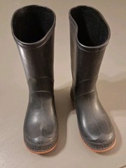 Kids Black Rubber Muck Barn Rain Boots Size 10 Water Resistance Made In Canada