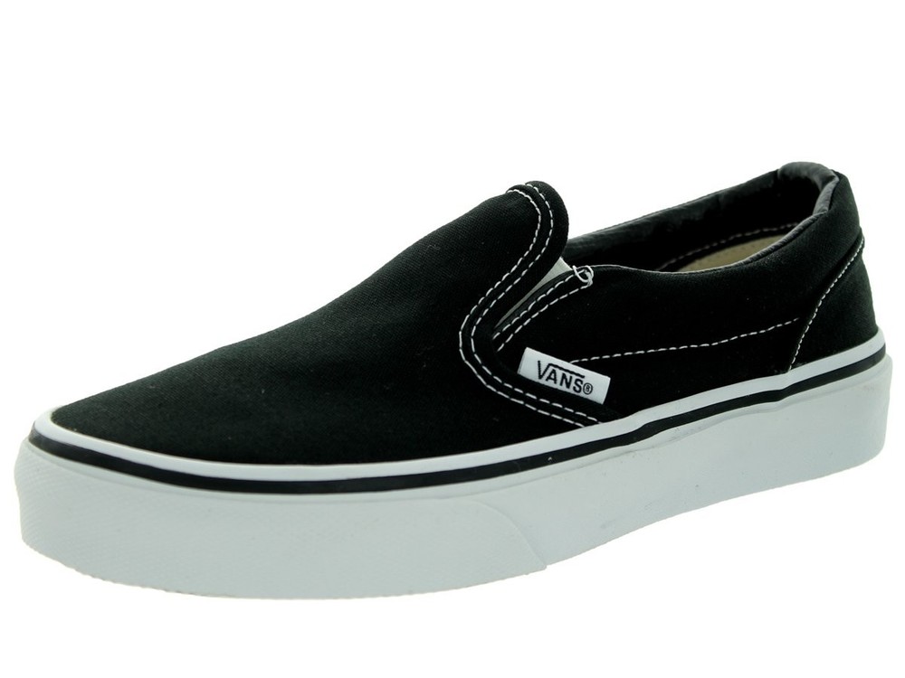 Vans Youth Classic Slipon Shoes | Black/True White | Authentic New