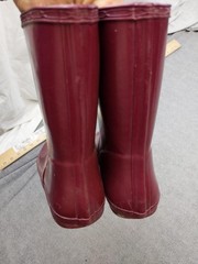 Hunter Rain Boots Youth 12 Burgundy Waterproof Rubber Wellies Pull On Kids