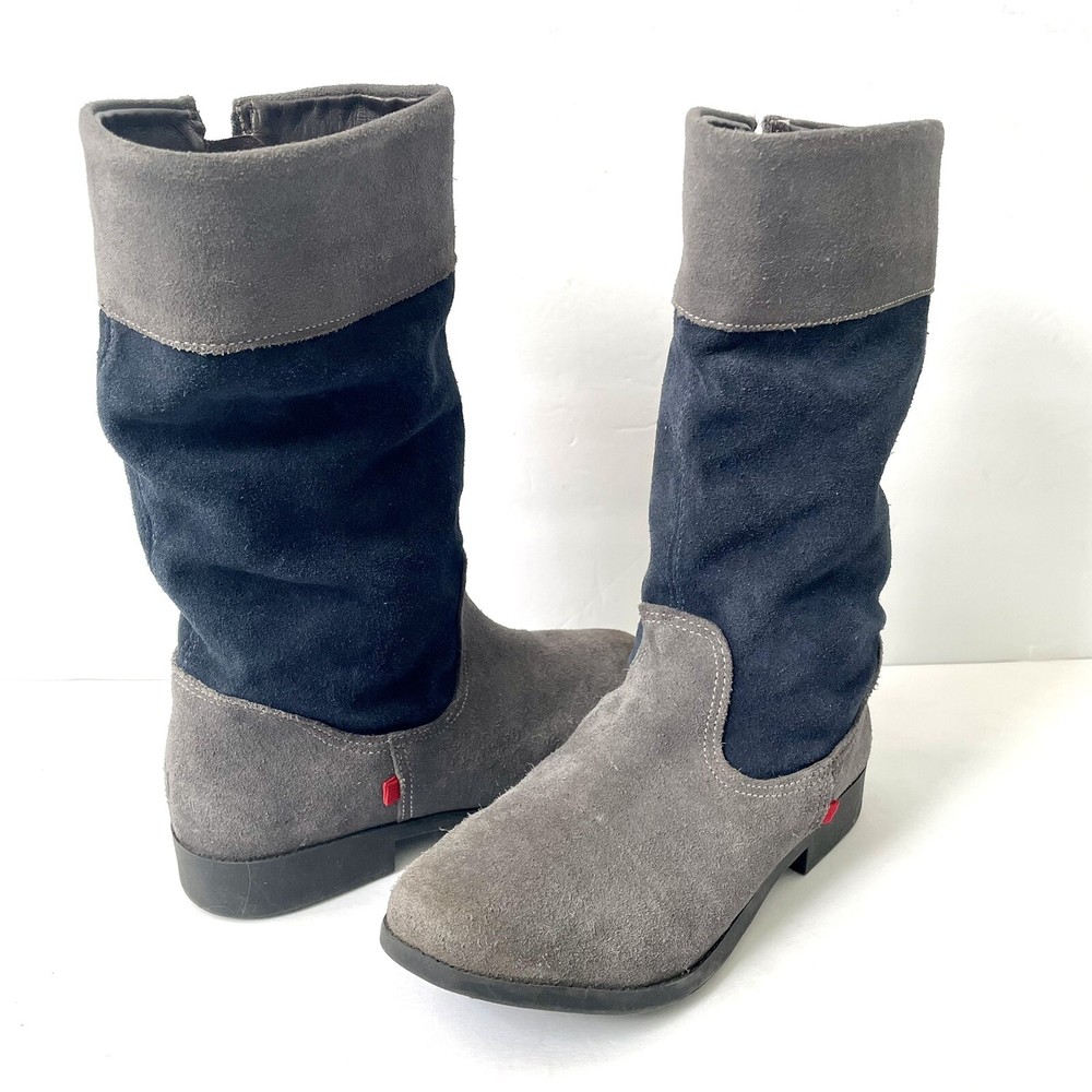 Marc Joseph New York Suede Tall Riding Boots Unisex Kids Size 2 Blue Gray GRYNS