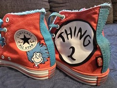Converse All Star shoes Dr Seuss Thing 1 & Thing 2” Junior Size US 5-Worn Once