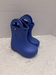 Crocs Toddler Handle It Rain Boots Size C7 Blue Waterproof Reflective Heel