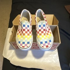 VANS Kids Slip-On Checkerboard Canvas Sneakers Multicolor US 6.5 Low Top