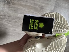 Crocs Classic Glow Paint Splatter Unisex Kids C7 EU 23-24 White Clog