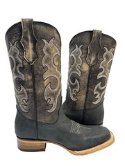 Circle G Unisex Kids Black Embroidered Western Boot Square Toe ( J7111) Size 5