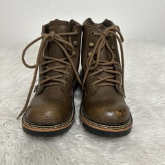 Justin Boots Kids Size 1D Brown Original Work Lace Up Leather Western Chunky