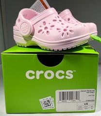 Crocs Classic Floral Cut Out Clog, Pink Milk – Toddler Sizes – CHOOSE SIZE!