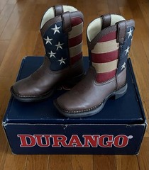 Lil Durango Kids Western Boots BT245 Brown America USA Flag Size 11 M