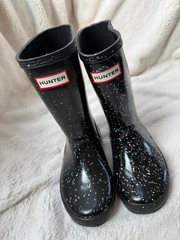 NWD $90 Hunter Little Kid First Classic Giant Glitter Boot Black US11/UK10/EU28