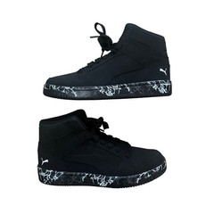Puma Rebound V6 Marble Mid Black White Sneakers 395114-01 Kids Size 7Y