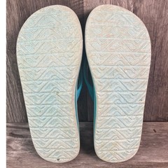 Reef Kids Ahi Flip Flops Teal Lime Surfboard Print Sandals Size 1 US 32 EUR