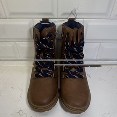 Art Class Brown Navy Solid Synthetic Lace-Up Ankle Hiker Boot Round Toe 2