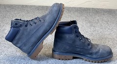 Timberland Leather Boots Boys Size 6 Blue Nubuck Classic Lace-Up 3793A