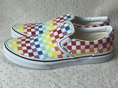 VANS Kid’s Slip On Rainbow Checkerboard Sneakers Size 7 Kids 500714